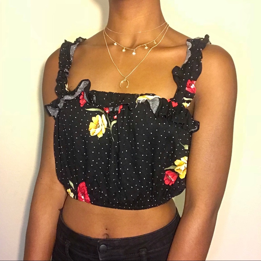 polka dot floral crop